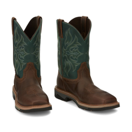 Green justin boots cheap