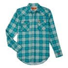 WRANGLER FR134GN MENS FR PLAID LONG SLEEVE WORK SHIRT GREEN