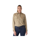 WRANGLER FRLW06T WOMENS FR WESTERN SNAP FRONT LONG SLEEVE WORK SHIRT KHAKI