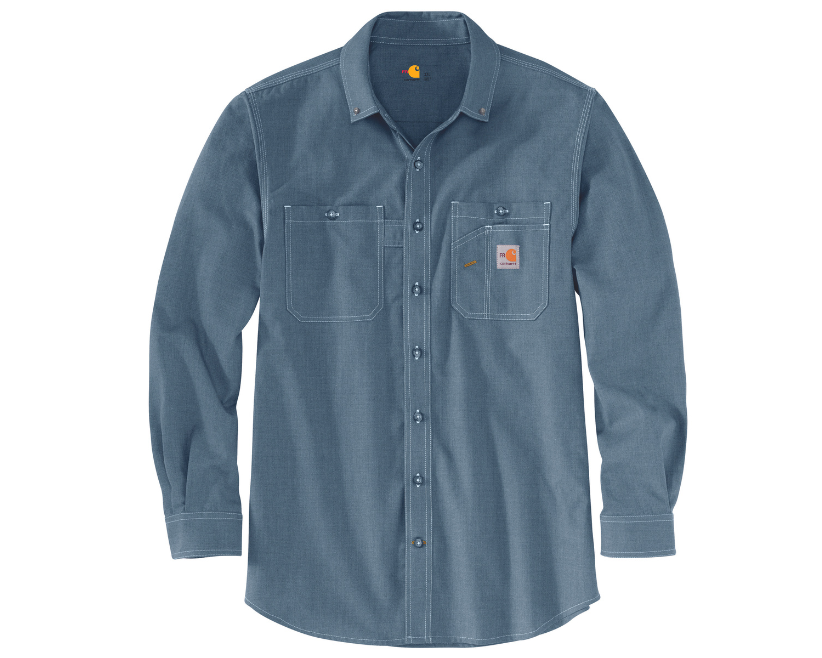 CARHARTT 104138 437 MENS FR FORCE ORIGINAL FIT LONG SLEEVE SHIRT BLUE