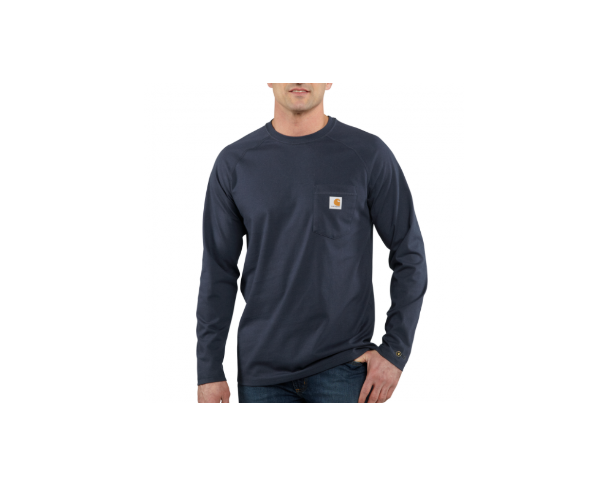 CARHARTT 100393 TK0393 MENS FORCE RELAXED FIT MIDWEIGHT LS POCKET TEE NAVY