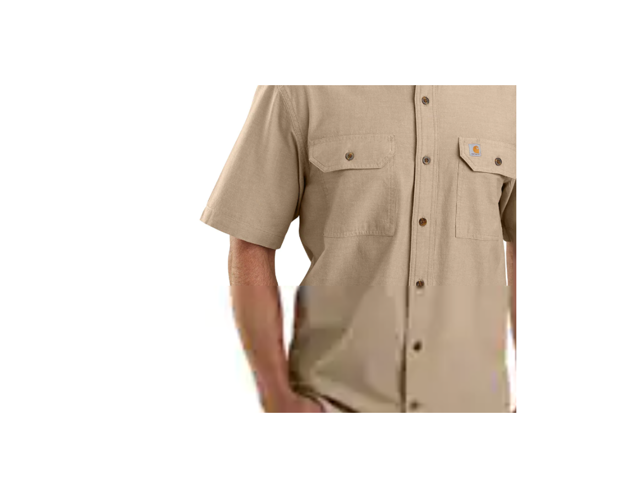 CARHARTT 104369 MENS LOOSE FIT MIDWEIGHT CHAMBRAY SS SHIRT, DARK TAN CHAMBRAY