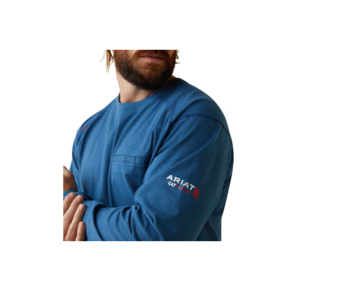 ARIAT 10043469 MENS FR AIR CREW KEY LARGO WORK SHIRT, HEATHER BLUE