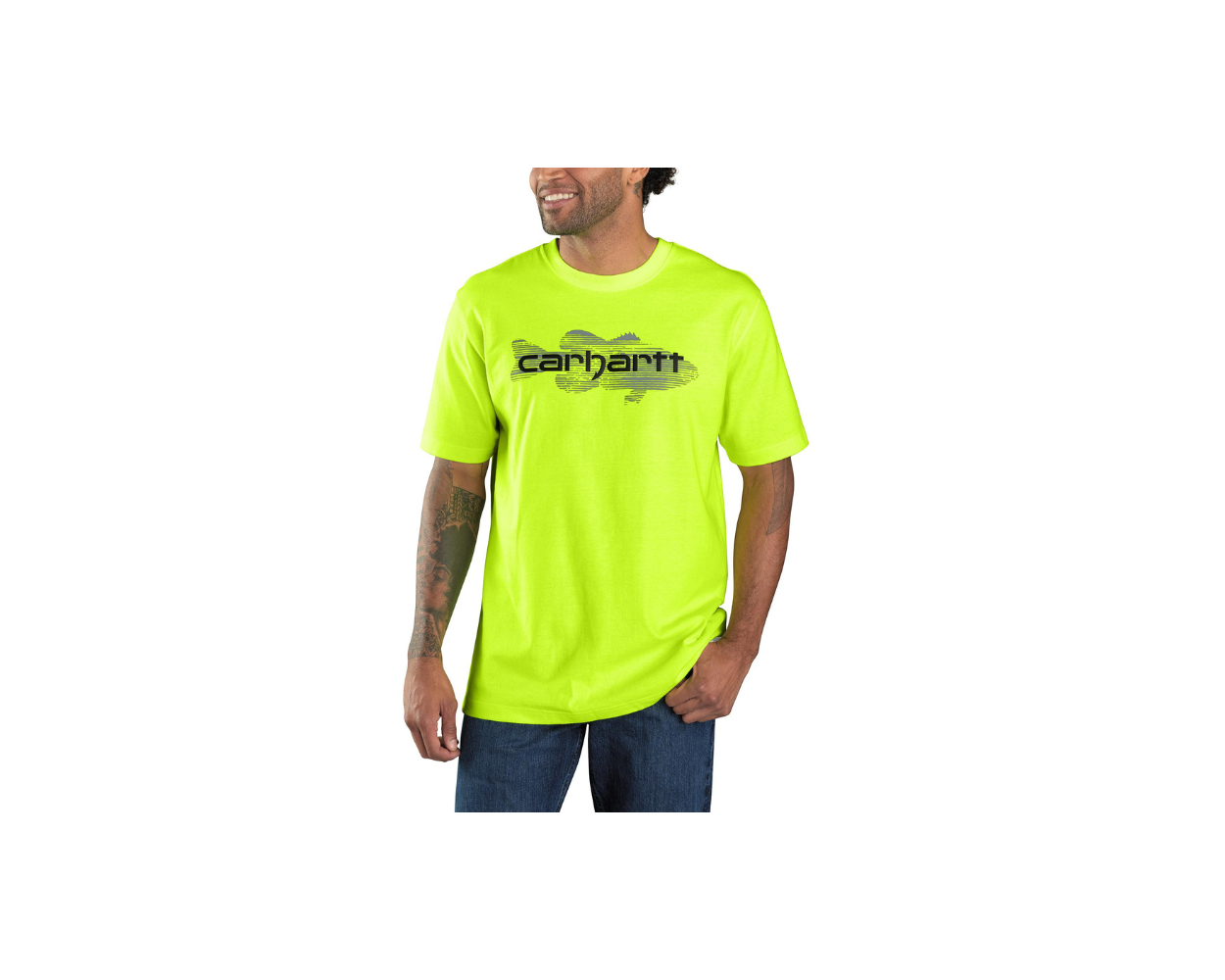 Carhartt Men's Loose Fit Heavyweight Short-Sleeve Fish Graphic T-Shirt - Bright Lime