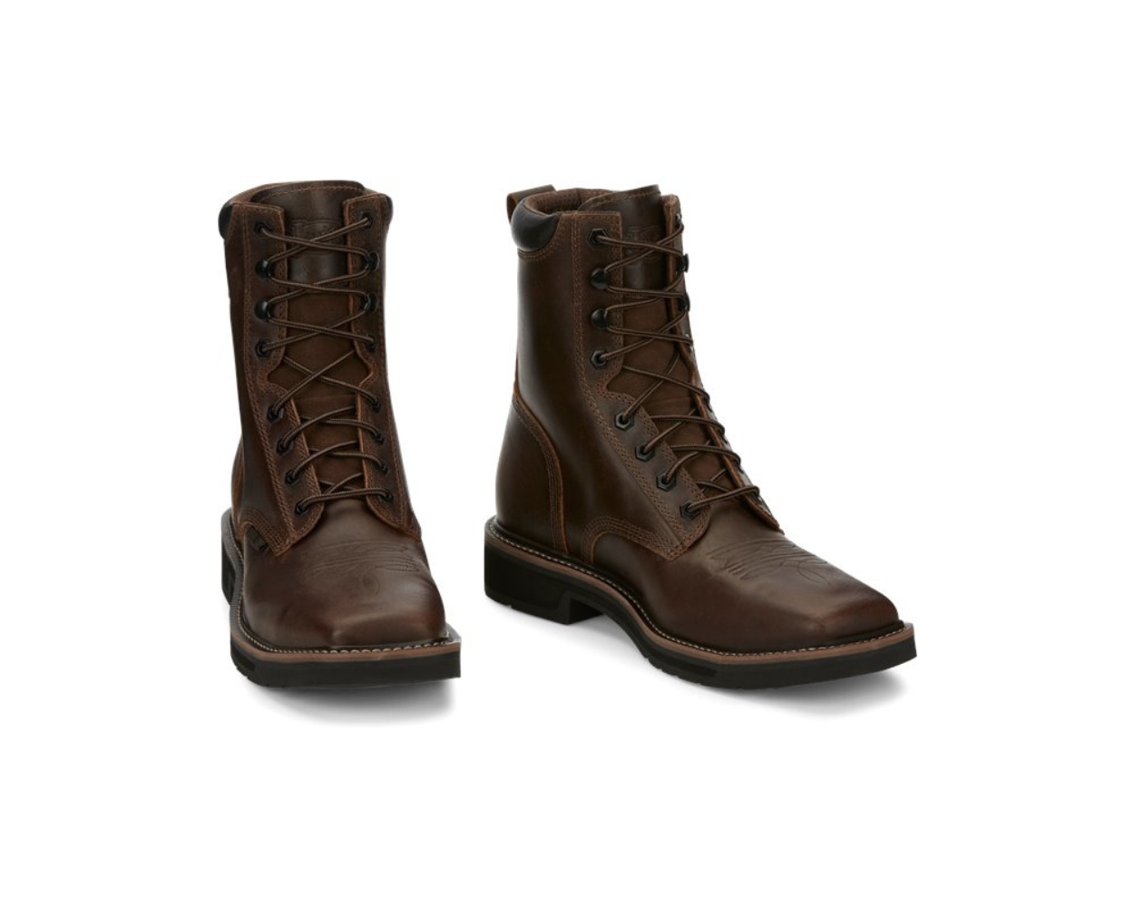 Justin square steel toe work boots sales