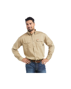 ARIAT 10012251 MENS FR SOLID LONG SLEEVE WORK SHIRT KHAKI