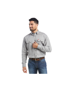 ARIAT 10012253 MENS FR SOLID LONG SLEEVE WORK SHIRT SILVER FOX