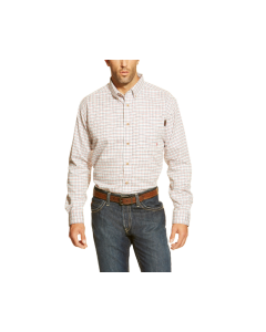 ARIAT 10014857 MENS FR GAUGE LONG SLEEVE WORK SHIRT WHITE