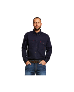 ARIAT 10019062 MENS FR SOLID VENT LONG SLEEVE WORK SHIRT NAVY