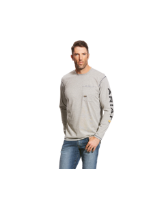 ARIAT 10023918 MENS REBAR WORKMAN LG LS T-SHIRT, HETH