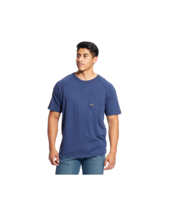 ARIAT 10025378 MENS REBAR COTTON STRONG T-SHIRT, NAVY HETH