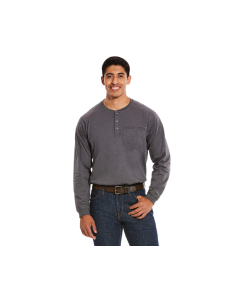 ARIAT 10027889 MENS FR AIR HENLEY LONG SLEEVE SHIRT CHARCOAL