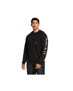 ARIAT 10027903 MENS REBAR CHANGE STRONG LS T-SHIRT, BLACK