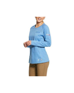 ARIAT 10031021 WOMENS FR AIR CREW LONG SLEEVE T-SHIRT BLUE