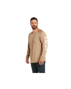 ARIAT 10031030 MENS REBAR HT FIGHTER LS TEE, KH