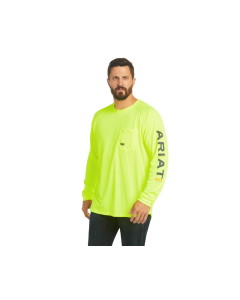 ARIAT 10031031 MENS REBAR HEAT FIGHTER LS T-SHIRT NEON