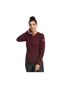 ARIAT 10032958 WOMENS FR AC CREW LONG SLEEVE T-SHIRT MALBEC