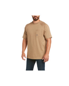 ARIATS 10035008 MENS REBAR COTTON STRONG T-SHIRT, KHAKI