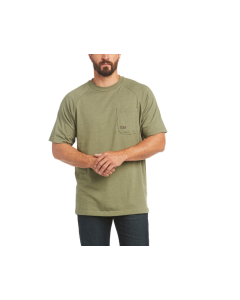 ARIATS 10035009 MENS REBAR COTTON STRONG T-SHIRT, SAGE HETH