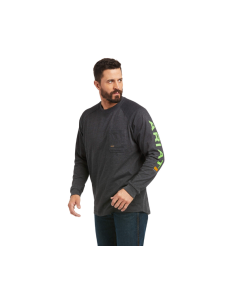 ARIAT 10037642 MENS REBAR CTN STRONG LS T-SHIRT, CHARCOAL