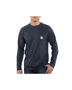 CARHARTT 100393 TK0393 MENS FORCE RELAXED FIT MIDWEIGHT LS POCKET TEE, NAVY