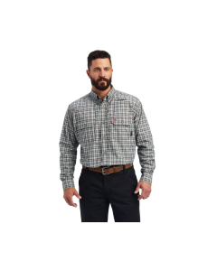 ARIAT 10039461 FR PLAID FEATHERLIGHT WORK SHIRT, PERISCOPE/TURQUOISE