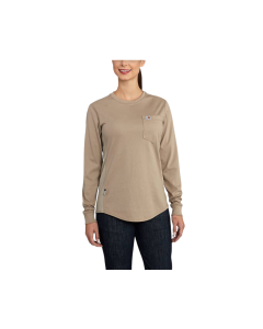 CARHARTT 102685 WOMENS FR FORCE COTTON LONG SLEEVE CREW SHIRT NAVY