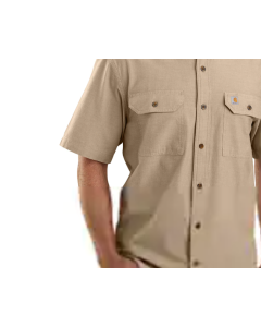 CARHARTT 104369 MENS LOOSE FIT MIDWEIGHT CHAMBRAY SS SHIRT, DARK TAN CHAMBRAY