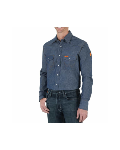 WRANGLER FR12127 MENS FR LONG SLEEVE WORK SHIRT DENIM