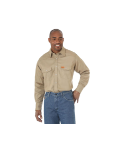 WRANGLER FR12140 MENS FR LONG SLEEVE WORK SHIRT KHAKI