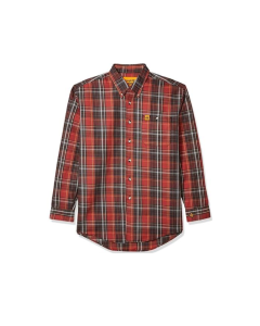 WRANGLER FR3W5RT MENS FR RUST PLAID LONG SLEEVE WORK SHIRT