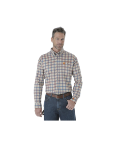 WRANGLER FR3W5TN MENS FR PLAID LONG SLEEVE WORK SHIRT TAN
