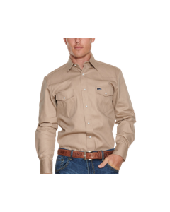 WRANGLER 10MS70319 MENS WESTERN LS SNAP WORK SHIRT KHAKI