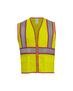 IRONWEAR 1284-LZ-PT WOMENS SAFETY VEST, LIME, PINK TRIM,