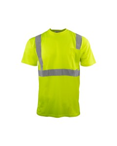 IRONWEAR 1805L POLYESTER CREW NECK SAFETY SHORT SLEEVE SHIRT WITH POCKET, LIME