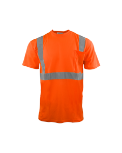 IRONWEAR 1805L POLYESTER CREW NECK SAFETY SHORT SLEEVE SHIRT WITH POCKET, ORANGE