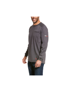ARIAT 10027888 MENS FR AIR CREW LS TEE, CHARCOAL HETH