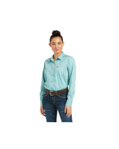 ARIAT 10037232 WOMENS FR FLORA TURQUOISE DELIGHT LS WORK SHIRT