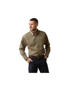 ARIAT 10040900 MENS FR AIR INHERENT BUTTON-UP SHIRT, KHAKI HEATHER