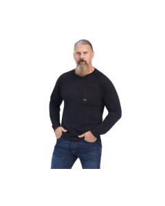 ARIAT 10041458 MENS REBAR COTTON STRONG LS TEE, BLACK