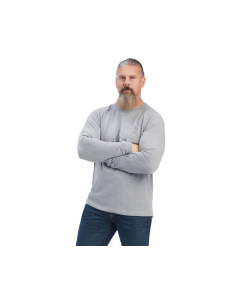 ARIAT 10041488 MENS REBAR COTTON STRONG LS TEE, HETH GREY