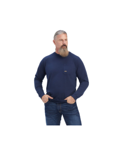 ARIAT 10041489 MENS REBAR COTTON STRONG LS TEE, NAVY