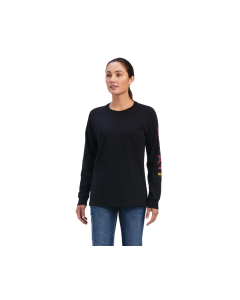 ARIAT 10041514 WOMEN'S REBAR COTTON STRONG LS LOGO GRAPHIC, BLACK