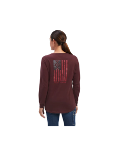 ARIAT 10041515 WOMEN'S REBAR COTTON STRONG SOUTHWEST LS GRAPHIC T-SHIRT, DECADENT CHOCOLATE