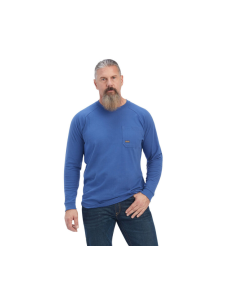 ARIAT 10041589 MENS REBAR COTTONSTRONG ROUGHNECK LS GRAPHIC TEE, TRUE BLUEE/ALLOY