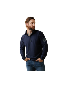 ARIAT 10043565 MEN'S FR COMBAT STRETCH 1/4 ZIP WORK SHIRT, NAVY