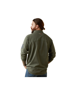 ARIAT 10043566 MENS FR COMBAT STRETCH 1/4 ZIP LS WORK SHIRT, DARK SAGE