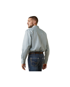 ARIAT 10043751 MENS FR DILLINGER RETRO FIT WORK SHIRT, BACHELOR BUTTON PRINT