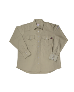 BLUE COLLAR FR BC0202FR-KH MENS 100% COTTON SNAP FR SHIRT KHAKI