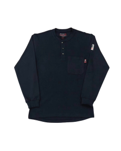 BLUE COLLAR FR BC0203FR-BK MENS 100% COTTON FR HENLEY BLACK